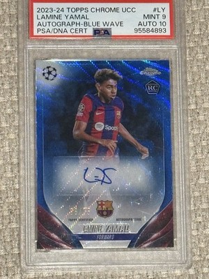 2023-24 Topps Chrome UCC - Lamine Yamal RC Auto Blue Wave /75 - Mint 9 Auto 10
