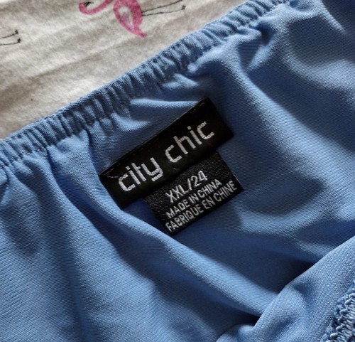 City Chic Plus Size 24 XXL Blue Floral Lace Sleeveless Top Off The Shoulder 2X - Picture 9 of 12