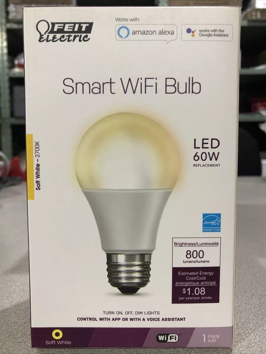 Feit Electric acre Smart Wifi A19 E26 Medium Smart WiFi LED Bulb Daylight 60 W