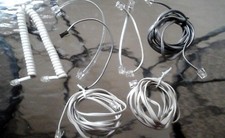 VARIETY LOT 8 LANDLINE TELEPHONE CORDS WHITE/GRAY/CLEAR/ANSWERING SYSTEM/MACHINE