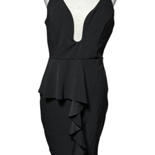 Mystic Los Angeles Sexy Strappy Low Plunging Neckline Little Black Dress Large