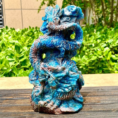 3.19LB Natural Blue Lithium Grey Quartz Crystal Hand carved spiritual restoratio - 第 12/12 張圖片