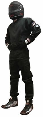 RACING SUIT FIRE SUIT 1 PIECE SFI 3.2A/1 SINGLE LAYER BLACK SIZE ADULT  2X
