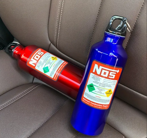 Coole Aluminium Trinkflasche 500ml Blau im NOS Design, Tuning-Freunde
