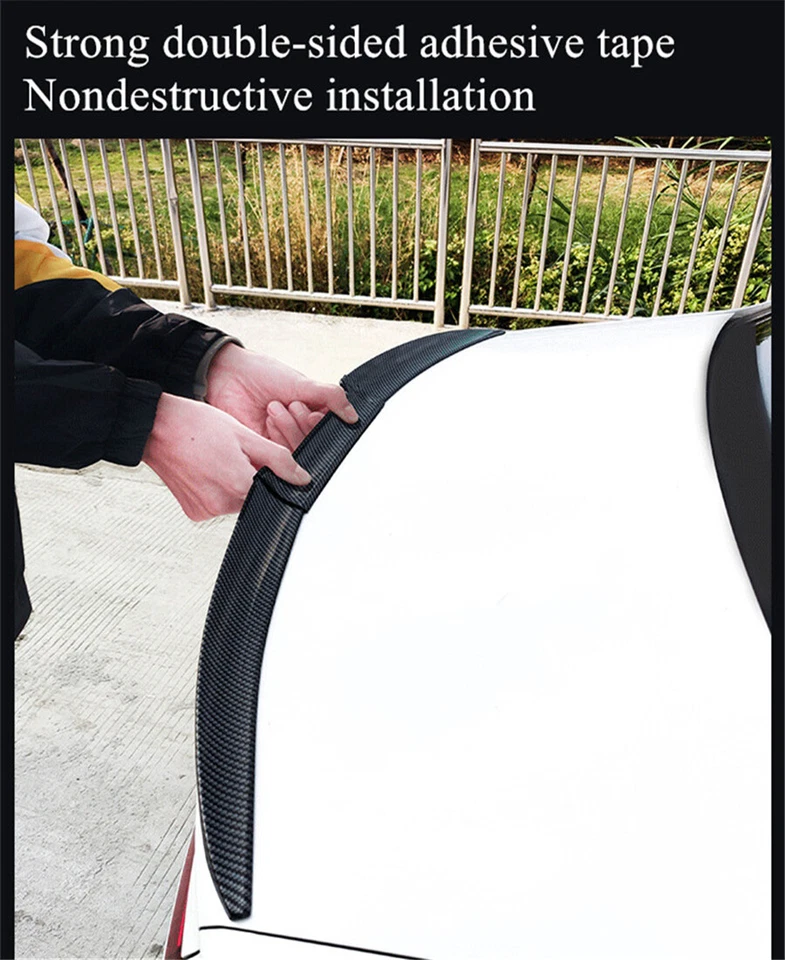 1.18-1.38M Adjustable Car Rear Wing Glossy 3D Tail Trunk Roof Lip Trim Sticker Foto 3 de 4