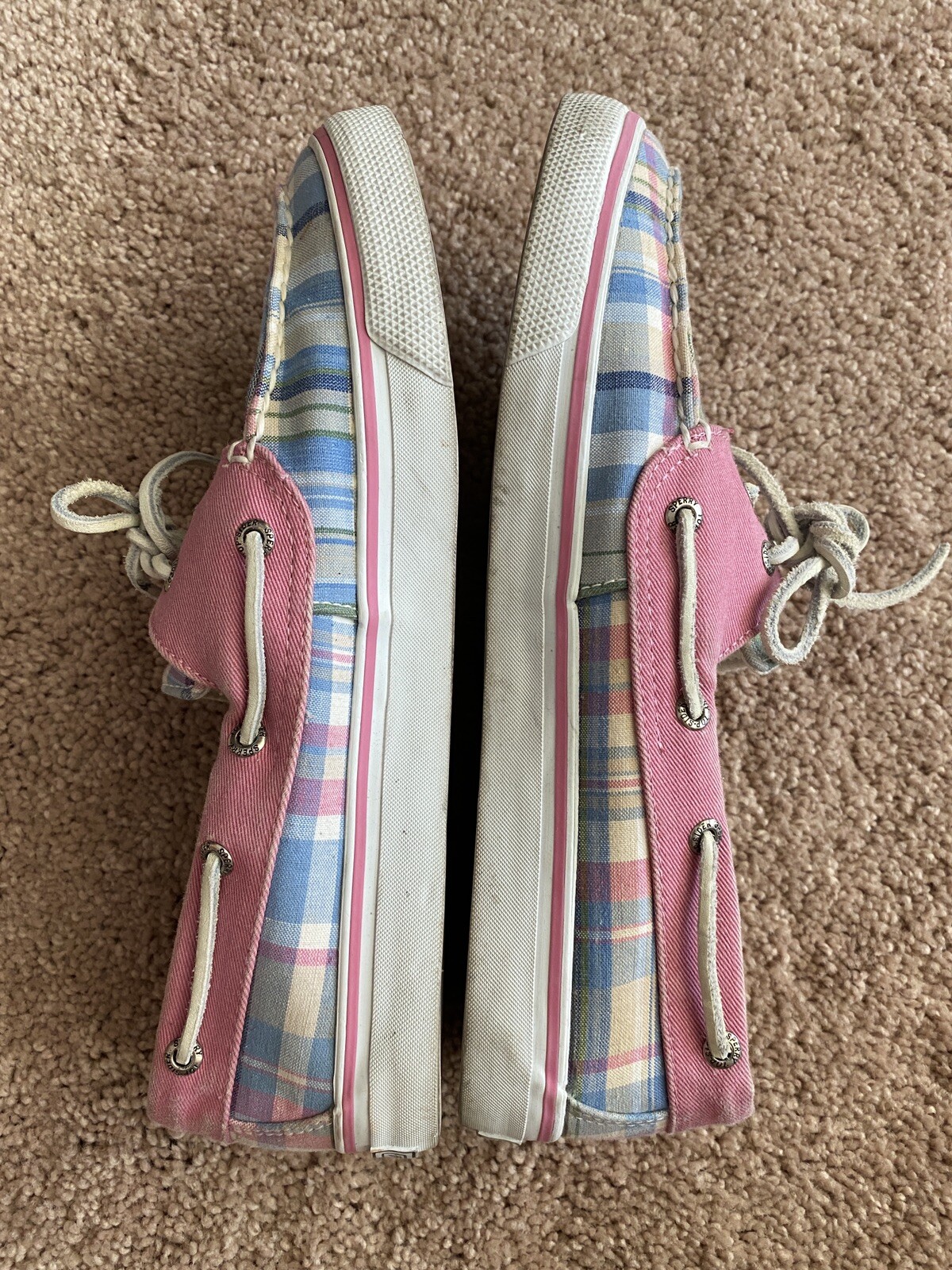 Womens Sperry Pink Pastel Plaid Boat Shoe size 9 eBay