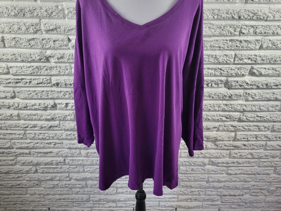 Camiseta túnica Isaac Mizrahi Live QVC para mujer 5X Plus manga 3/4 púrpura informal Foto 4 de 4