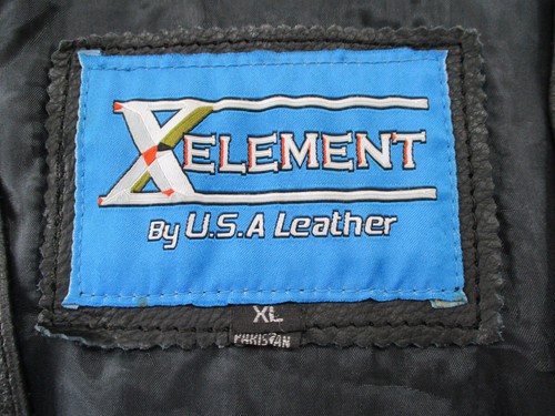 Leather Motorcycle Vest Men's XL Black Snap Front Lined Xelement - Picture 11 of 12