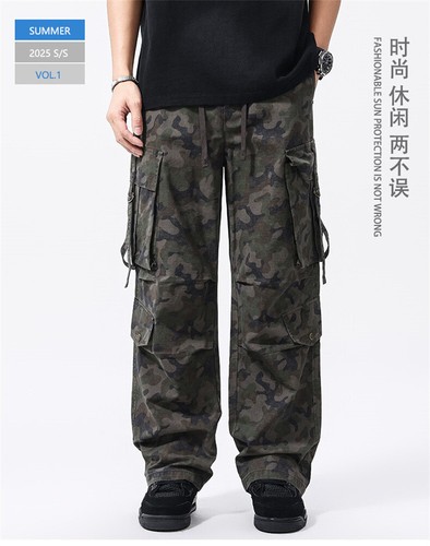 Retro Baumwolle Camouflage Workwear Hose Herren mehrere Taschen Sommer Freizeithose - Bild 7 von 22