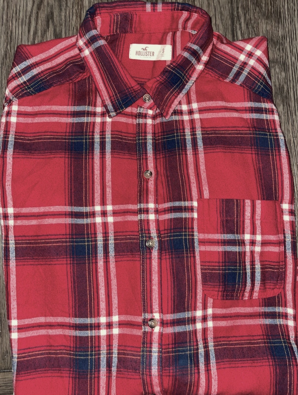 Ladies Hollister Long Sleeve Plaid Lightweight Soft Flannel Shirt Size Small SM
