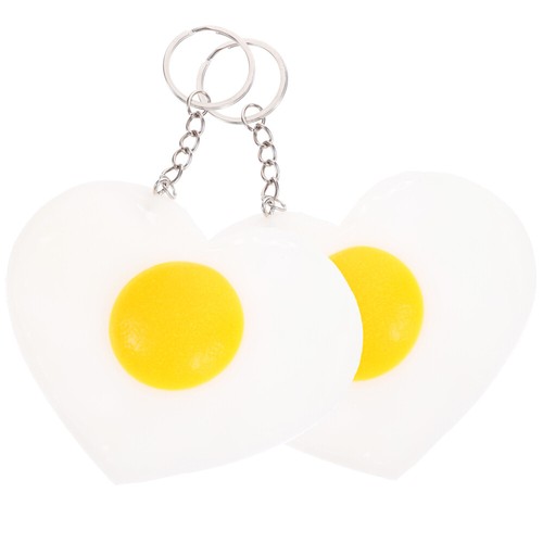 2 Pcs Love Poached Egg Keychain Rings Ornaments Bag Hanging Pendants - Picture 10 of 12
