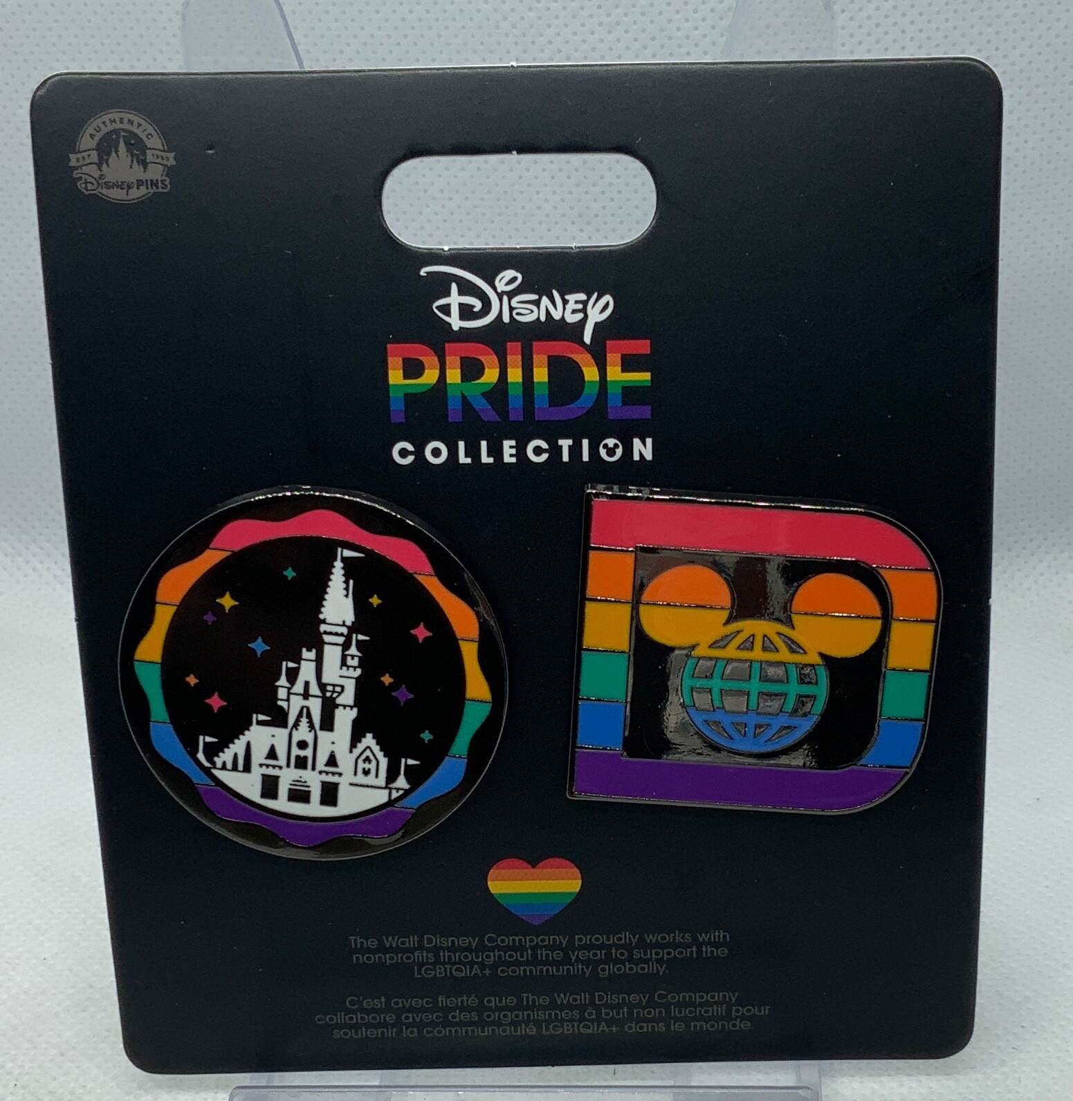 DISNEY Rainbow Castle And Mouse Ear ‘D’ Pins - Pride Collection 2 Pin Set 2024