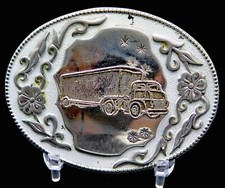 Semi Truck Trucker Western Ornate Filigree Vintage Belt Buckle