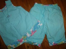 LAND'S END 2 PC TOP SZ 4T 4 T OUTFIT SHIRT SHORTS CAPRI TANK SUMMER FALL SCHOOL