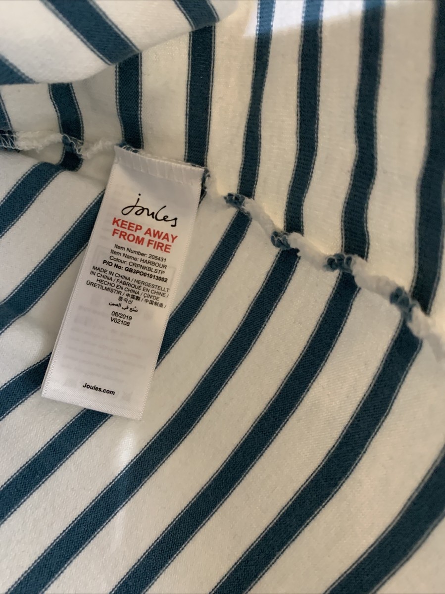 Joules Harbour Top Womens Size 10 Striped Multicolored 100% Cotton
