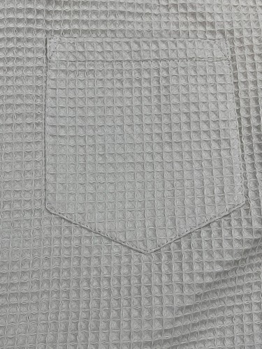 Negative Space Shirt Mens Small Beige Boxy Waffle Knit Button Up Short Sleeve - Picture 9 of 13