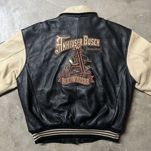 Vintage 90’s Budweiser Anheuser Busch Excelled Leather Varsity Jacket L - Picture 9 of 15