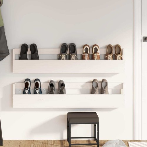 Wall-mounted Shoe Racks 2 pcs White 110x9x23 Solid Wood Pine Q2G2 - Picture 3 of 9