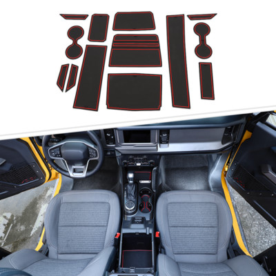 Liner Cup Holder, Door Pocket Insert Mat Kit for Ford BRONCO 2021-2023 (4 door)