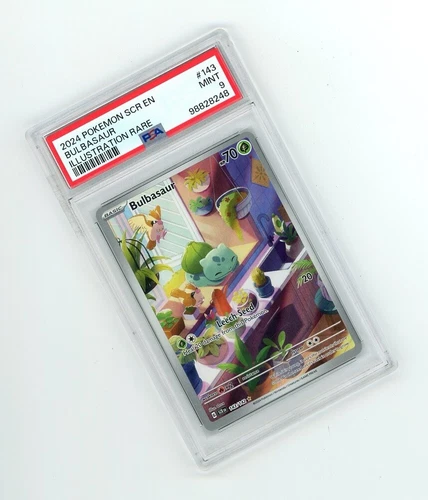 2024 Pokemon BULBASAUR ILLUSTRATION RARE 143/142! FULL ART PSA GRADED 9 MINT