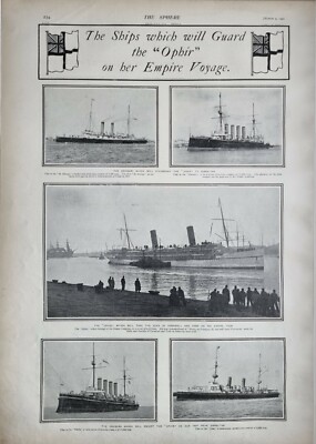 1901 DRUCK THE OPHIR EMPIRE REISE HERZOG VON CORNWALL & YORK CRUISERS ESKORTE 