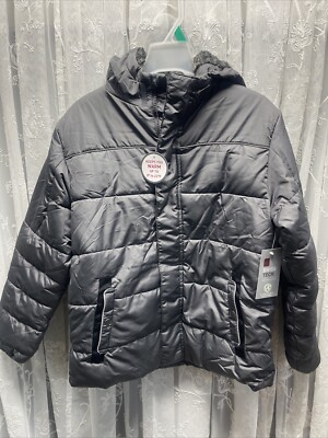 Swiss Tech Gray Boys Puffer Jacket w/Microfleece Lining in Hood ~ Size LG 10-12