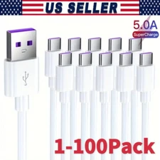 USB Type C Data Cable 5A Fast Charging USB-A to USB-C Charger lot Cord For Phone