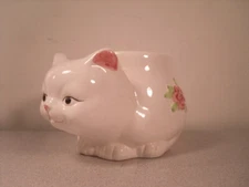 Kitten Cat Figural Flower Mug with Rose Design