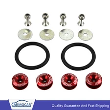 New Red Universal Aluminum Quick Release Fasteners Kit For Bumper&Trunk Hatch
