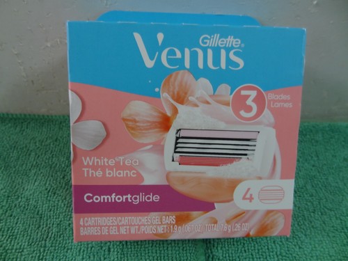 Gillette Venus White Tea Comfortglide Women's Razor Blade Refills (4 Count) NEW - Afbeelding 1 van 6