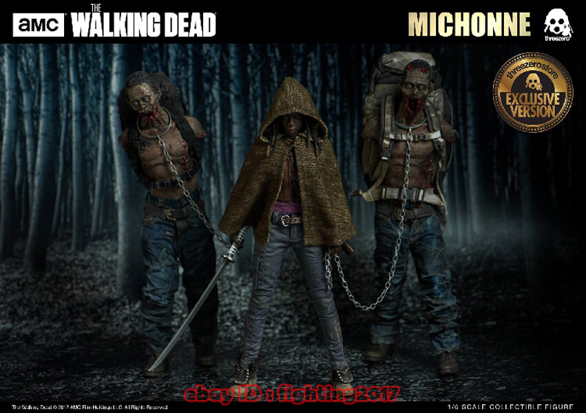 1/6 ThreeZero Michonne The Walking Dead With 2 Pets Zombies deluxe