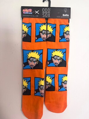 Men's Odd Sox Naruto Heads Orange Crew Socks - New silly socks 