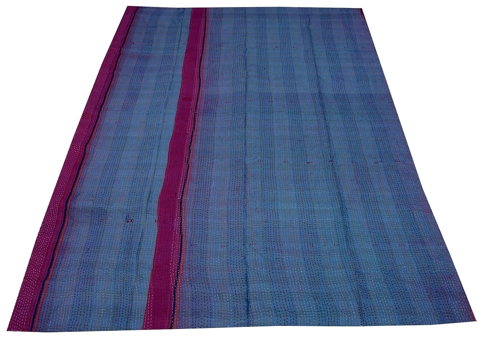 Colcha Kantha de seda Patola india tema liso retazos manta colcha doble_EE. UU. Foto 4 de 4