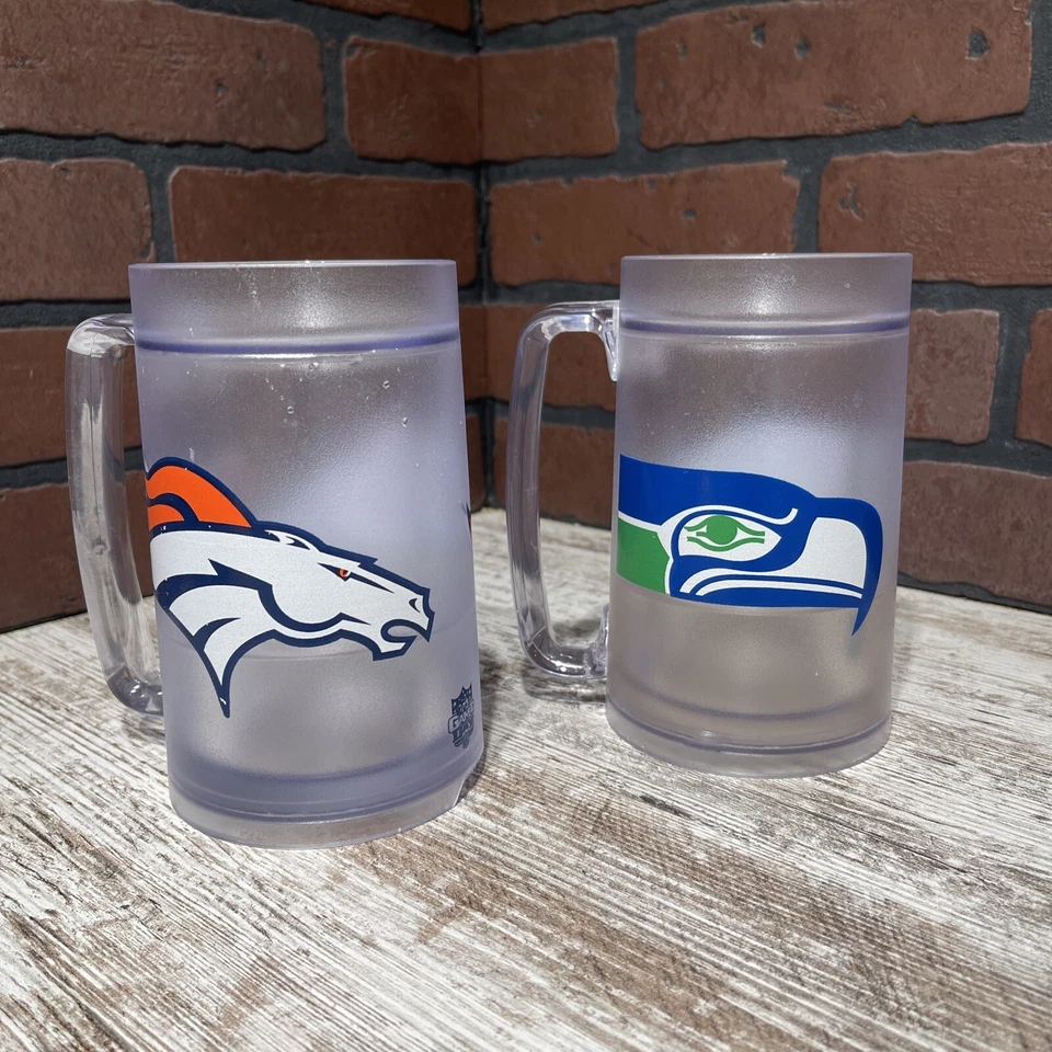 Tazas transparentes ThermoServ de plástico de doble pared de colección Broncos & Seahawks NFL “Game Day” Foto 3 de 4