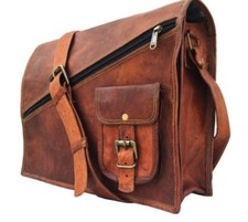 Men's Real Leather Vintage Brown Carryon Messenger Shoulder Laptop Bag Briefcase