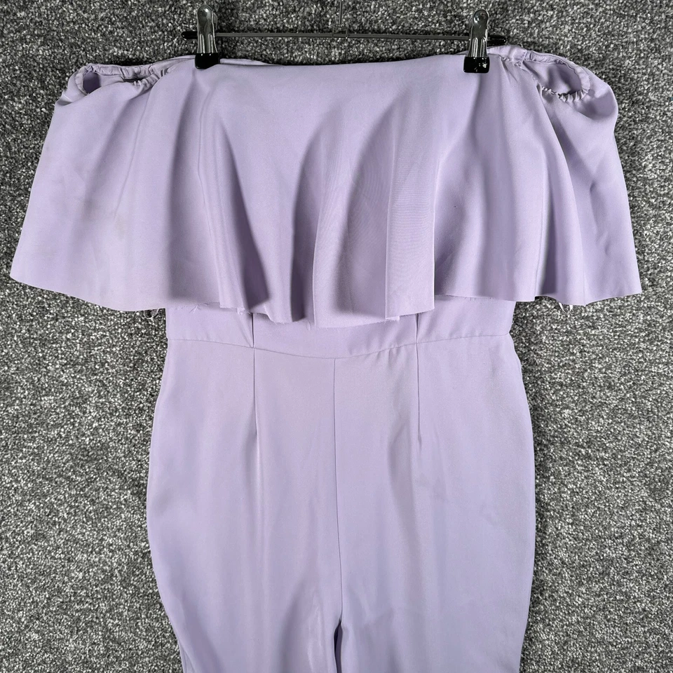 Mint Velvet Jumpsuit Womens UK 12 Purple Straight Cropped Leg Zip Back Party - Image 2 of 4