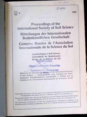 Proceedings of the International Society of Soil Science / Mitteilungen der Inte