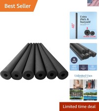 Large Black Foam Pool Noodles 6-Pack - Ideal for Swimming Crafts