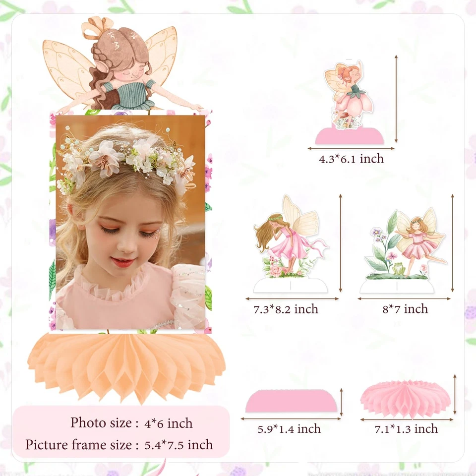 9 PCS Fairy Photo Honeycomb Centerpieces Fairy Party Birthday Table Decor - Image 2 of 4