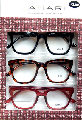 TAHARI +3.00 WOMEN'S PREMIUM READING GLASSES 3-PACK READERS NEW AUTHENTIC