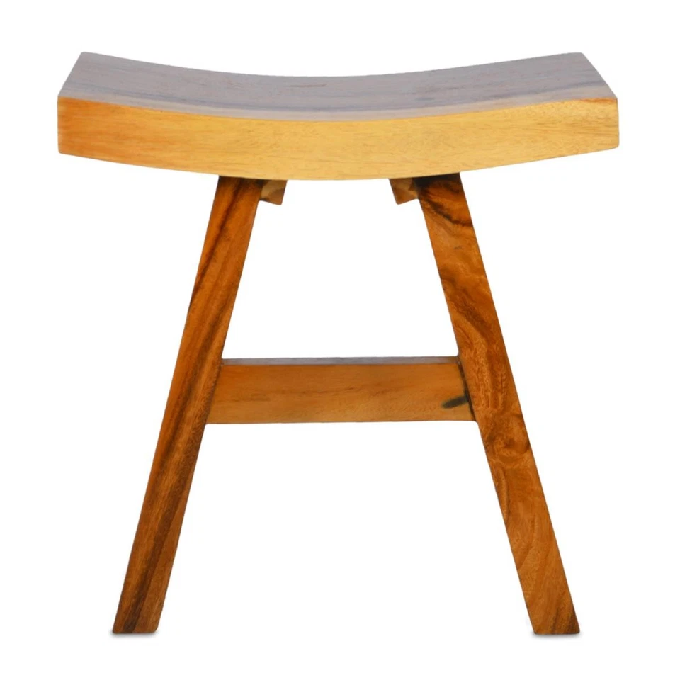 DIVERO Hocker Suar Holz Sitzhocker Holzhocker massiv reine Handarbeit behandelt - Bild 2 von 4