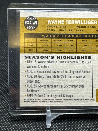 2009 Topps Heritage WAYNE TERWILLIGER Kansas City Athletics AUTO MINT - Picture 6 of 7