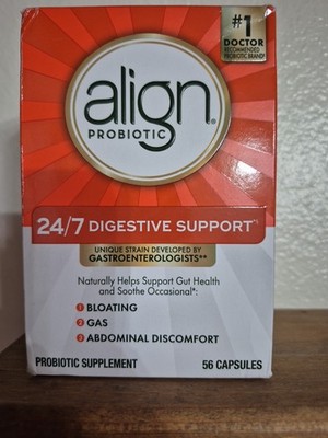 Align Probiotic 24/7 Digestive Support, 56 Capsules, Probiotics, Exp 2028 New 