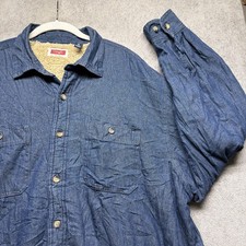 Wrangler Sherpa Lined Shirt Jacket Blue Denim Workwear Western XL