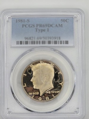 1981 S 50C Kennedy Half Dollar PCGS PR69DCAM Type 1 Proof 69 Ultra