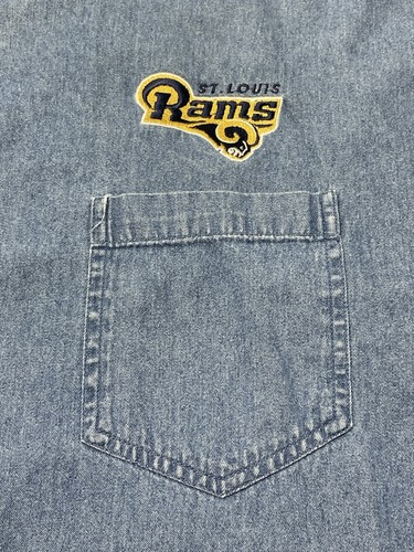 Vintage St Louis Rams Denim Blue Jean Button Up Shirt Mens XXXL 90s Y2K NFL Football - Bild 5 von 19