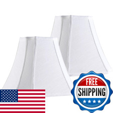 GO SO Set of 2 Medium Octagonal Lamp Shades Off White Square Cut Corner Floor Ta