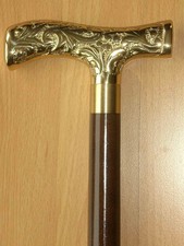 SOLID ANTIQUE SOLID BRASS HANDLE WOODEN WALKING STICK CANE VINTAGE DESIGNER gift