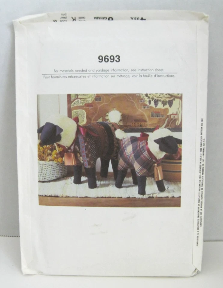 Simplicity Crafts #9693 Large & Small Decorative Sheep or Lambs Pattern Uncut - Image 2 of 2