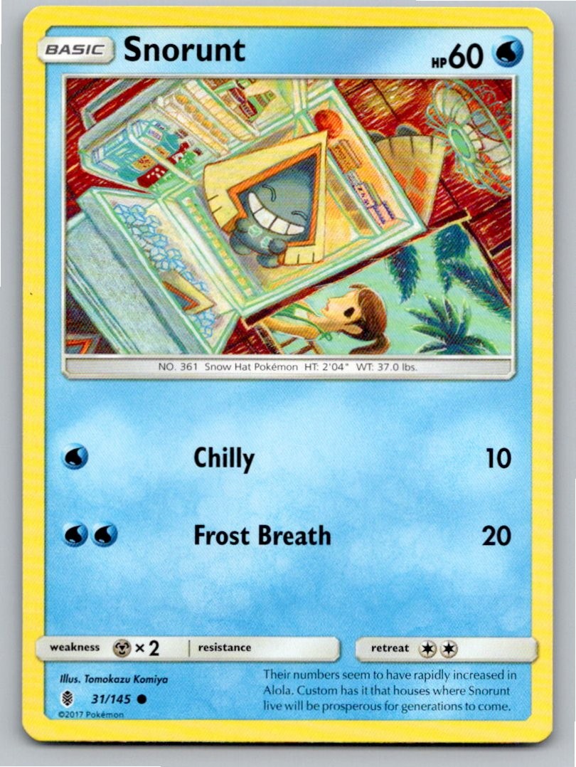 2017 POKEMON SNORUNT GUARDIANS RISING 31/145 C NM A65845 FREE S&H